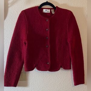 VTG,Carroll Reed 💯 % Wool Classic Red Women's Button-Up Blazer  Cropped Size 10